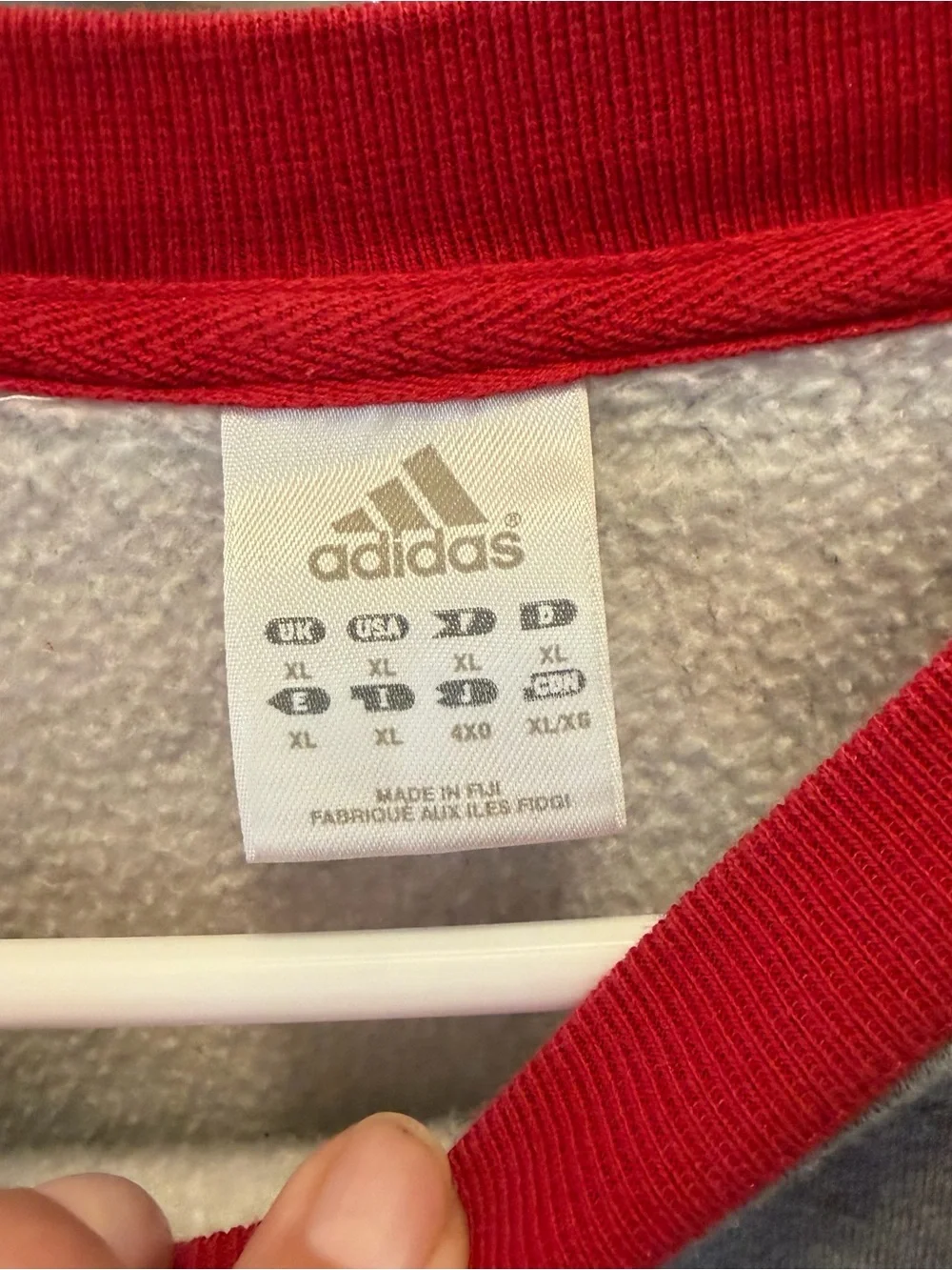Adidas Gray & Red Raglan Sweatshirt -XL